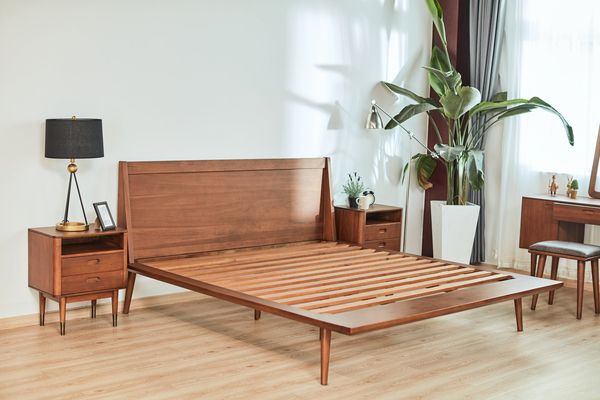Mid-Century Solid Wood Platform Bed - Mid-Century collection