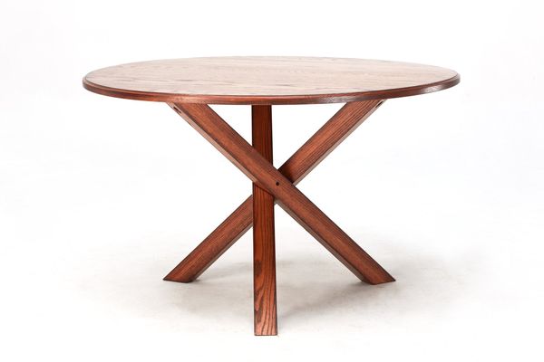 American Oak Round Dining Table with X Base - American Oak collection