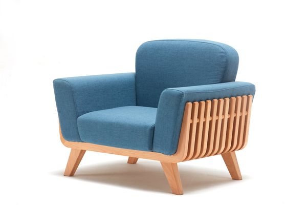 Nordic Fabric Lounge Armchair - Nordic Natural Wood collection